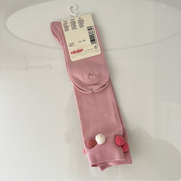 🆕Condor Knee-High Socks with Small Colored Pompoms - Pink Size6 - Picture 4 of 5